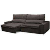 Sofá Retrátil Reclinável Para Sala 3 Lugares 250cm Aisha F04 Veludo Marrom Escuro - Lyam Decor - 6