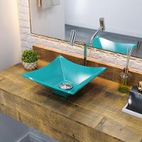 Kit Cuba L30 C/torneira Link 1062 Metal + Válvula Click 1 1/2'' (4,0cm) + Sifão Pvc + Flexível Azul Turquesa Azul Turquesa - 1