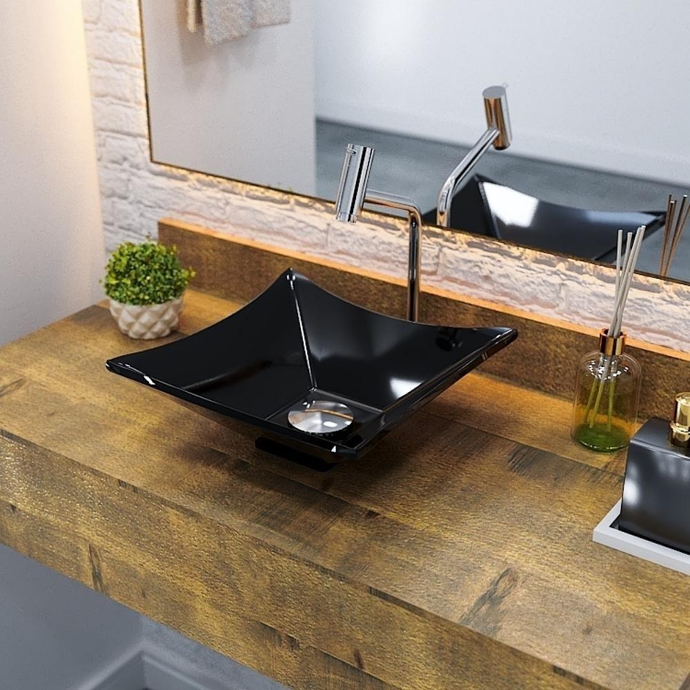 Kit Cuba L30 C/torneira Link 1062 Metal + Válvula Click 1 1/2'' (4,0cm) + Sifão Pvc + Flexível Preto Preto - 1