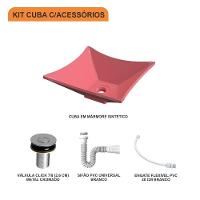 Kit Cuba L30 Com Válvula Click 1''b (2,6cm) + Sifão Pvc + Flexível Rosa - 3