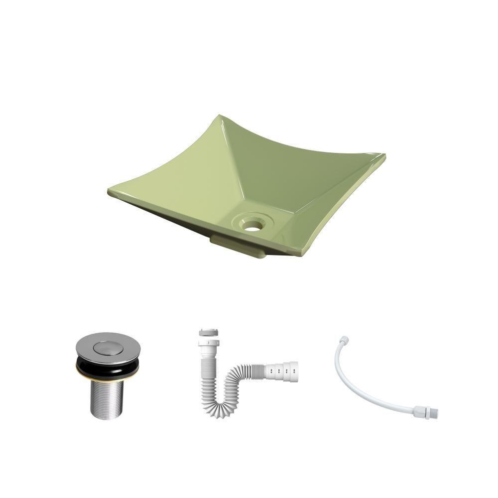 Kit Cuba L30 Com Válvula Click 1''b (2,6cm) + Sifão Pvc + Flexível Verde Acqua - 2