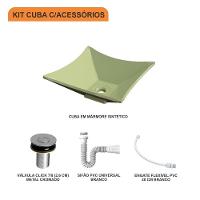 Kit Cuba L30 Com Válvula Click 1''b (2,6cm) + Sifão Pvc + Flexível Verde Acqua - 3