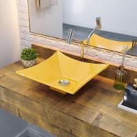 Kit Cuba L34 Com Torneira Link 1062 Metal + Válvula Click 1''b (2,6cm) + Sifão Cromado + Flexível Amarelo - 1