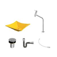 Kit Cuba L34 Com Torneira Link 1062 Metal + Válvula Click 1''b (2,6cm) + Sifão Cromado + Flexível Amarelo - 2