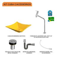 Kit Cuba L34 Com Torneira Link 1062 Metal + Válvula Click 1''b (2,6cm) + Sifão Cromado + Flexível Amarelo - 3