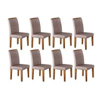 Kit 8 Cadeiras Sala Jantar Jade 8 Un Imbuia Capuccino Linho Bege Turim Rufato - 1