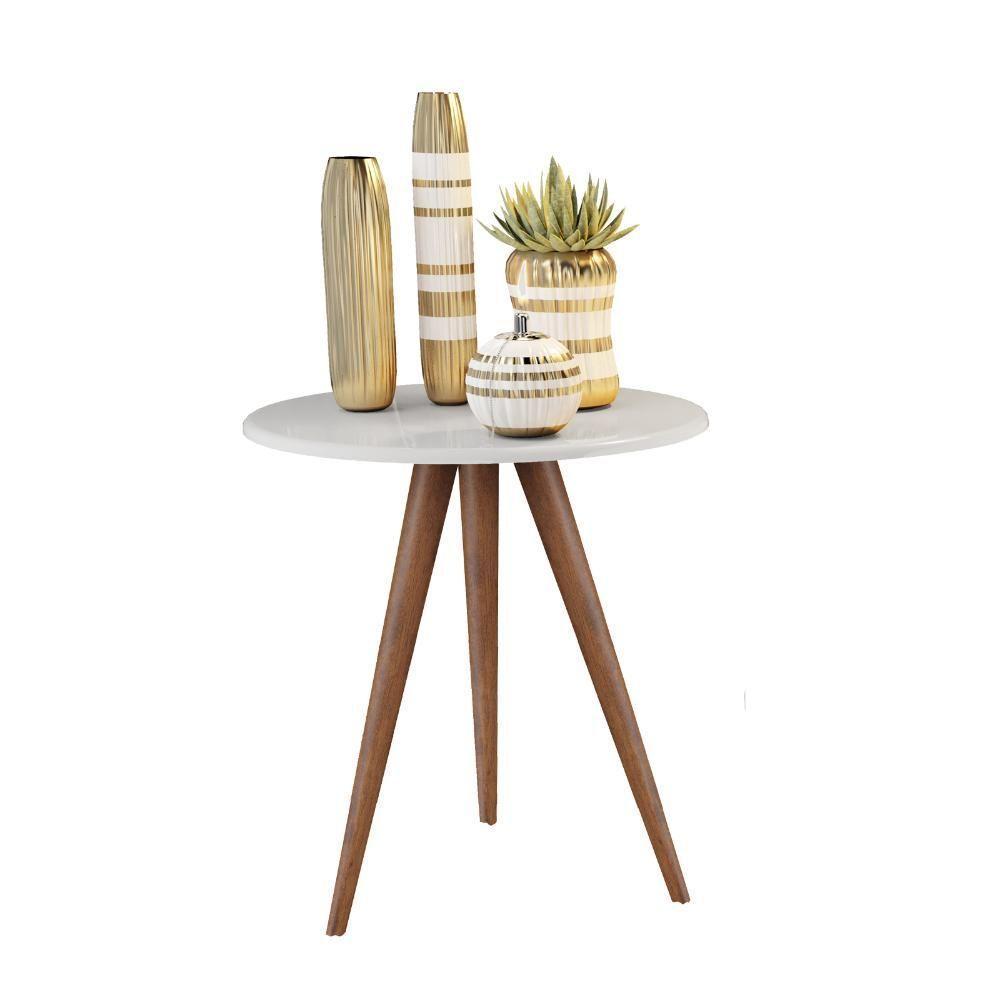 Conjunto Mesa 2 Mesas Laterais Isa - Mdf Pés De Madeira Pintura Uv Branco - J3 Móveis - 4