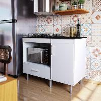 Balcão Para Cooktop 1,05m 4 Bocas 1 Nicho Com 1 Porta E Gaveta Turim Branco - 1