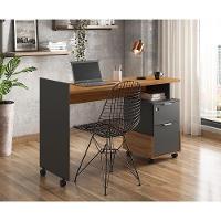 Escrivaninha Para Computador Office Com 2 Gavetas Alessa M1 Amêndoa Com Chumbo - Lukaliam Móveis - 2