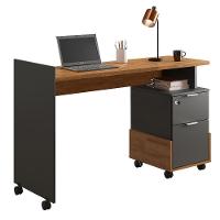 Escrivaninha Para Computador Office Com 2 Gavetas Alessa M1 Amêndoa Com Chumbo - Lukaliam Móveis