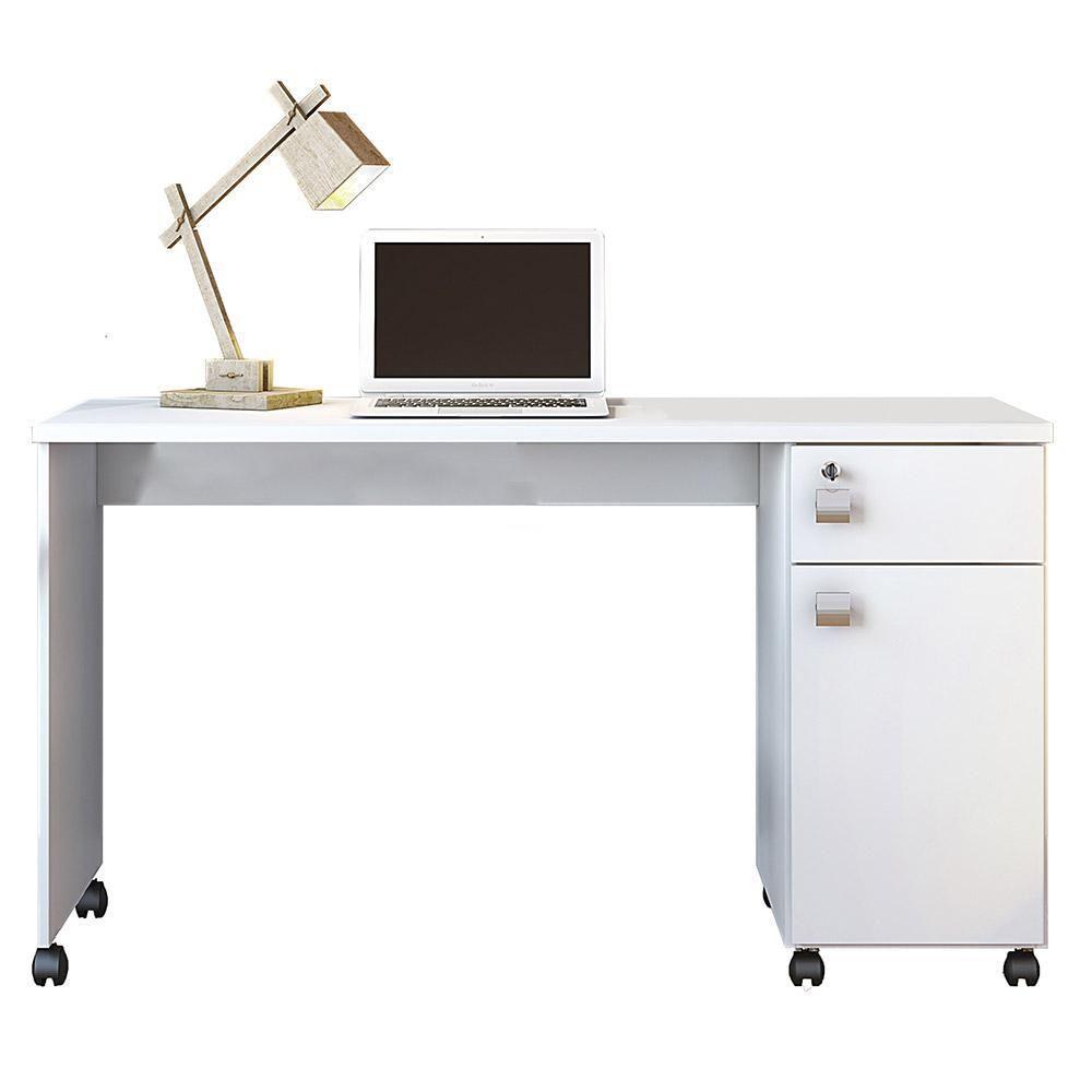Escrivaninha Para Computador Office Malta Branco Brilhante - Lukaliam Móveis - 4