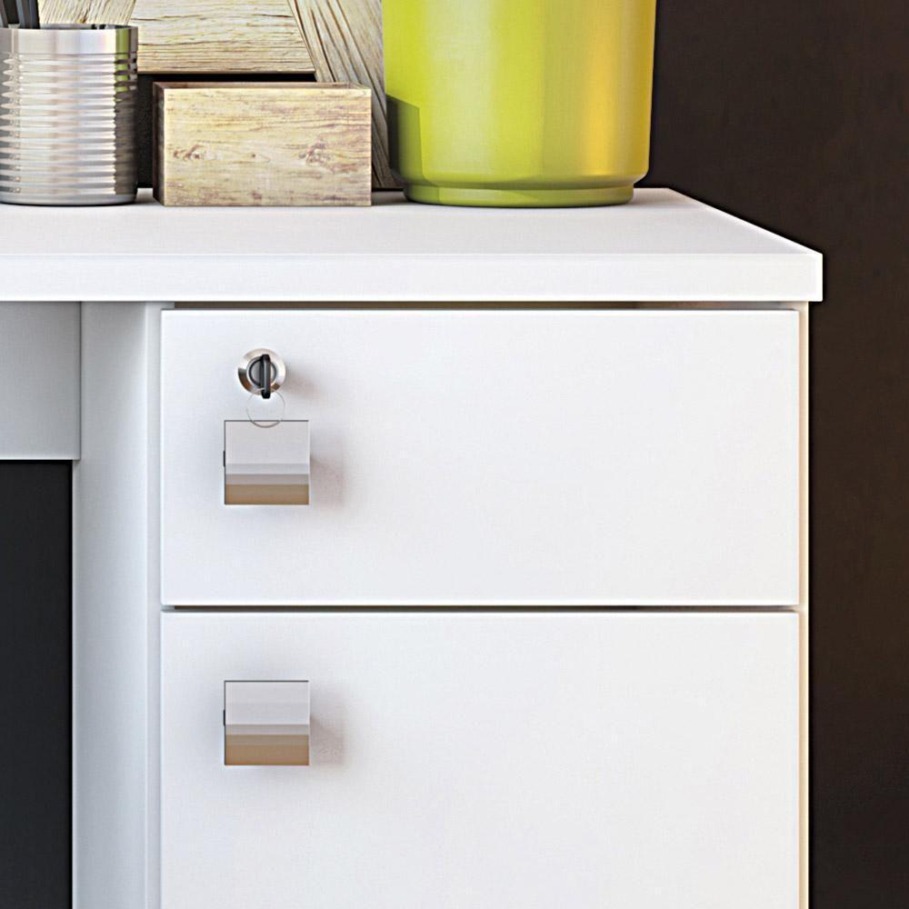 Escrivaninha Para Computador Office Malta Branco Brilhante - Lukaliam Móveis - 5