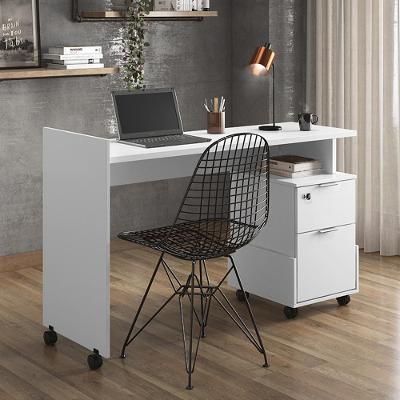 Escrivaninha Office Alessa M1 - Rodízios 2 Gavetas Branco - Lukaliam Móveis Branco