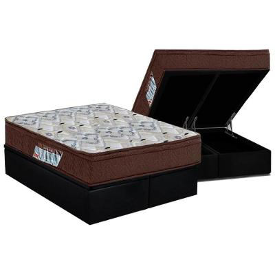 Cama Box Baú Queen: Colchão Espuma D45 Ortobom  / EP ISO 150 Mega Firme + Base CRC Suede Black(158x198)