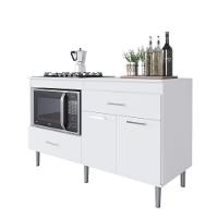 Balcão Para Cooktop 1,40m 5 Bocas 2 Portas Turim Branco Branco - 5