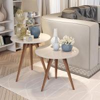 Conjunto Mesa 2 Mesas Laterais Isa - Mdf Pés De Madeira Pintura Uv Isa - J3 Móveis - 2