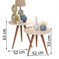 Conjunto Mesa 2 Mesas Laterais Isa - Mdf Pés De Madeira Pintura Uv Isa - J3 Móveis - 3
