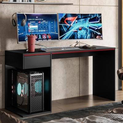 Mesa Gamer Jogos Start - Mdp 1 Porta E 1 Gaveta Preto - Movelove Preto Fosco