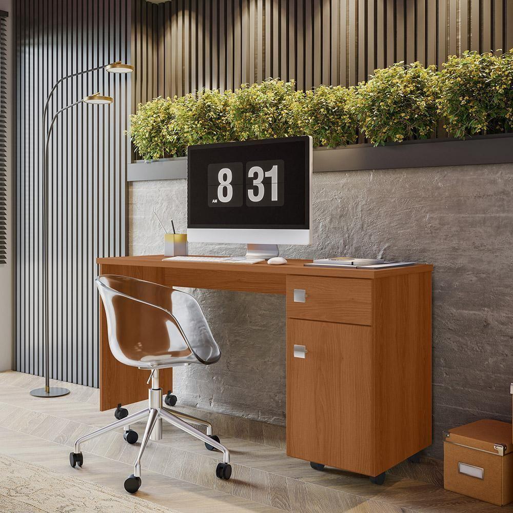 Escrivaninha Office Malta - 1 Gaveta Com Chave E Rodízios Jequitibá - Lukaliam Móveis Jequitiba - 1