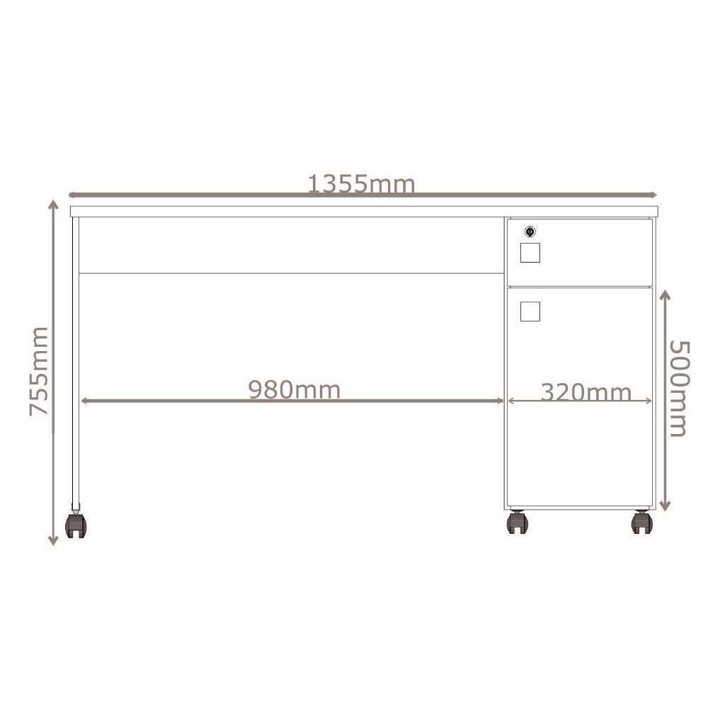 Escrivaninha Office Malta - 1 Gaveta Com Chave E Rodízios Jequitibá - Lukaliam Móveis Jequitiba - 4