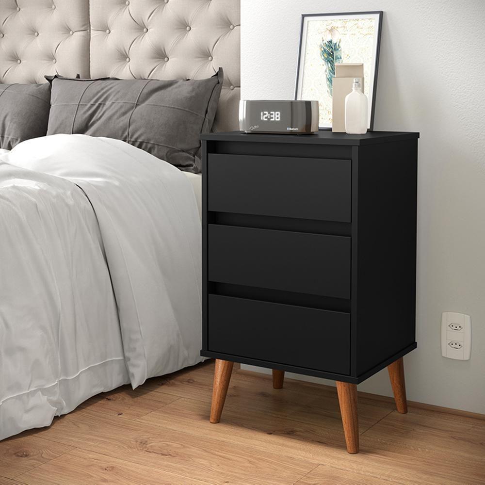 Mesa De Cabeceira Wood Preto - 1