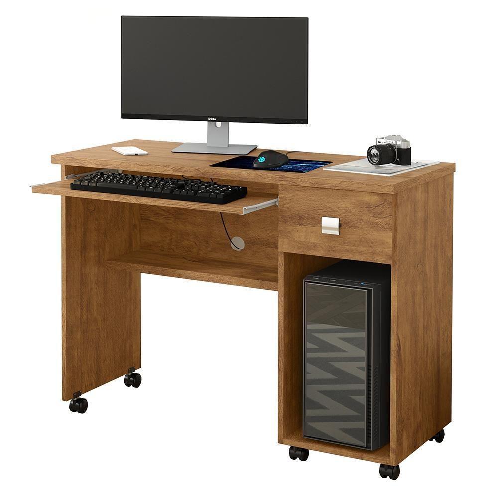 Mesa Para Computador Escrivaninha Office Vicenza Com Gaveta Amêndoa Amêndoa - 2
