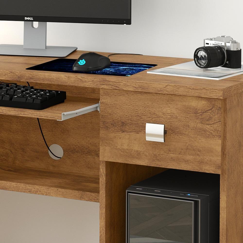 Mesa Para Computador Escrivaninha Office Vicenza Com Gaveta Amêndoa Amêndoa - 5