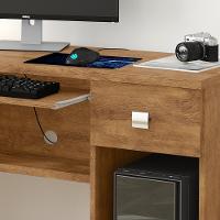 Mesa Para Computador Escrivaninha Office Vicenza Com Gaveta Amêndoa Amêndoa - 5