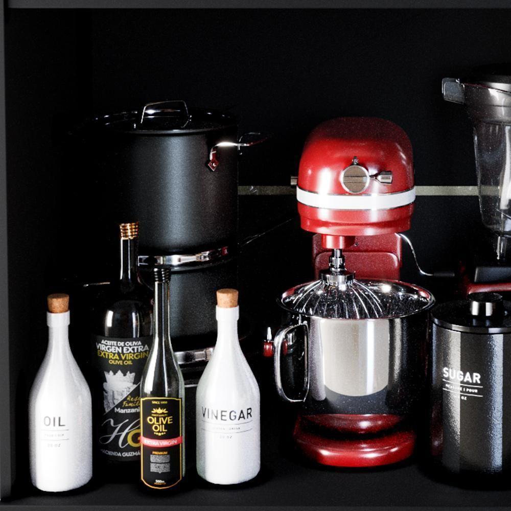 Balcão Para Cooktop 0,80m 5 Bocas 2 Portas Turim Preto - 5