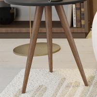 Conjunto 2 Mesas Retrô Natália - Pés Palito Lateral Apoio Mdf Mdp Preto - J3 Móveis - 3