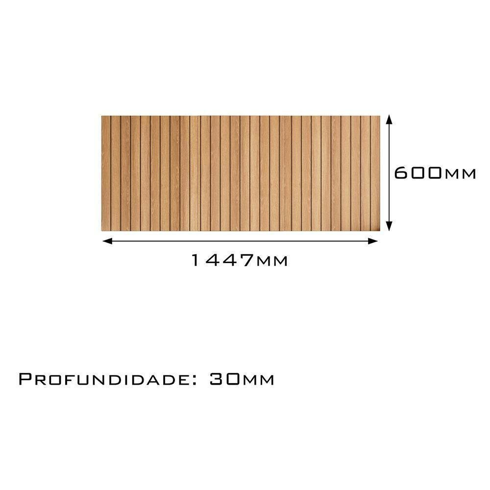 Cabeceira Box Casal 1.45 Efeito Ripado C- 2 Mesas De Cabeceira Suspensa Cross Freijó - Movelove - 6