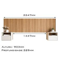 Cabeceira Box Casal 1.45 Efeito Ripado C- 2 Mesas De Cabeceira Suspensa Cross Freijó - Movelove