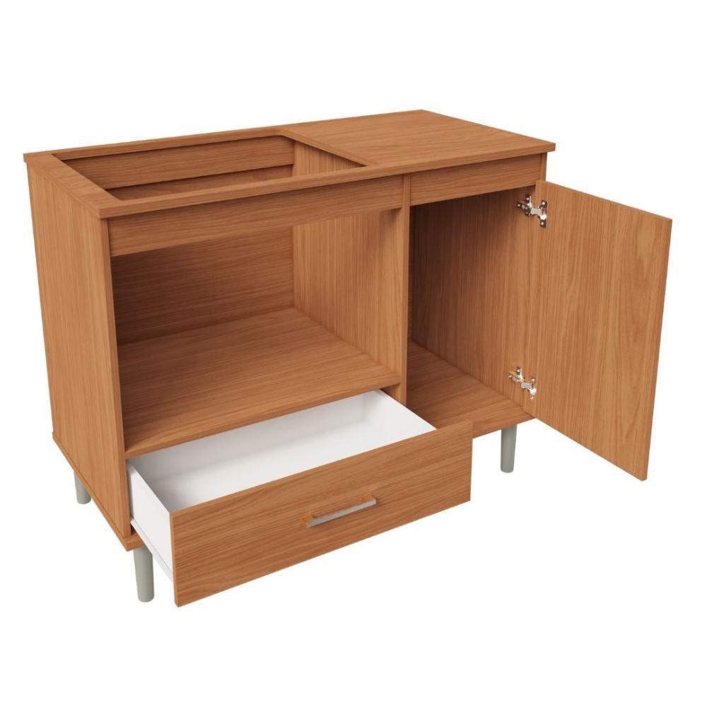 Balcão Para Cooktop 1,05m 5 Bocas 1 Nicho Com 1 Porta E Gaveta Turim Nature - 3