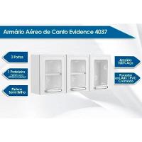 Armário Aéreo Cozinha Modulado  Evidence 7009 3 Portas c/ Vidro Branco/Preto - Bertolini - 5