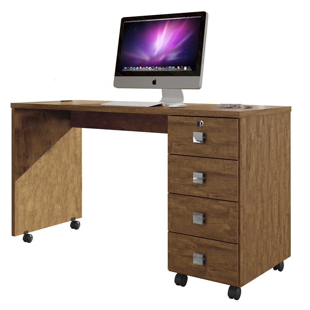 Escrivaninha Para Computador Office Dubai - Mdp 4 Gavetas Amêndoa - Lukaliam Móveis - 4