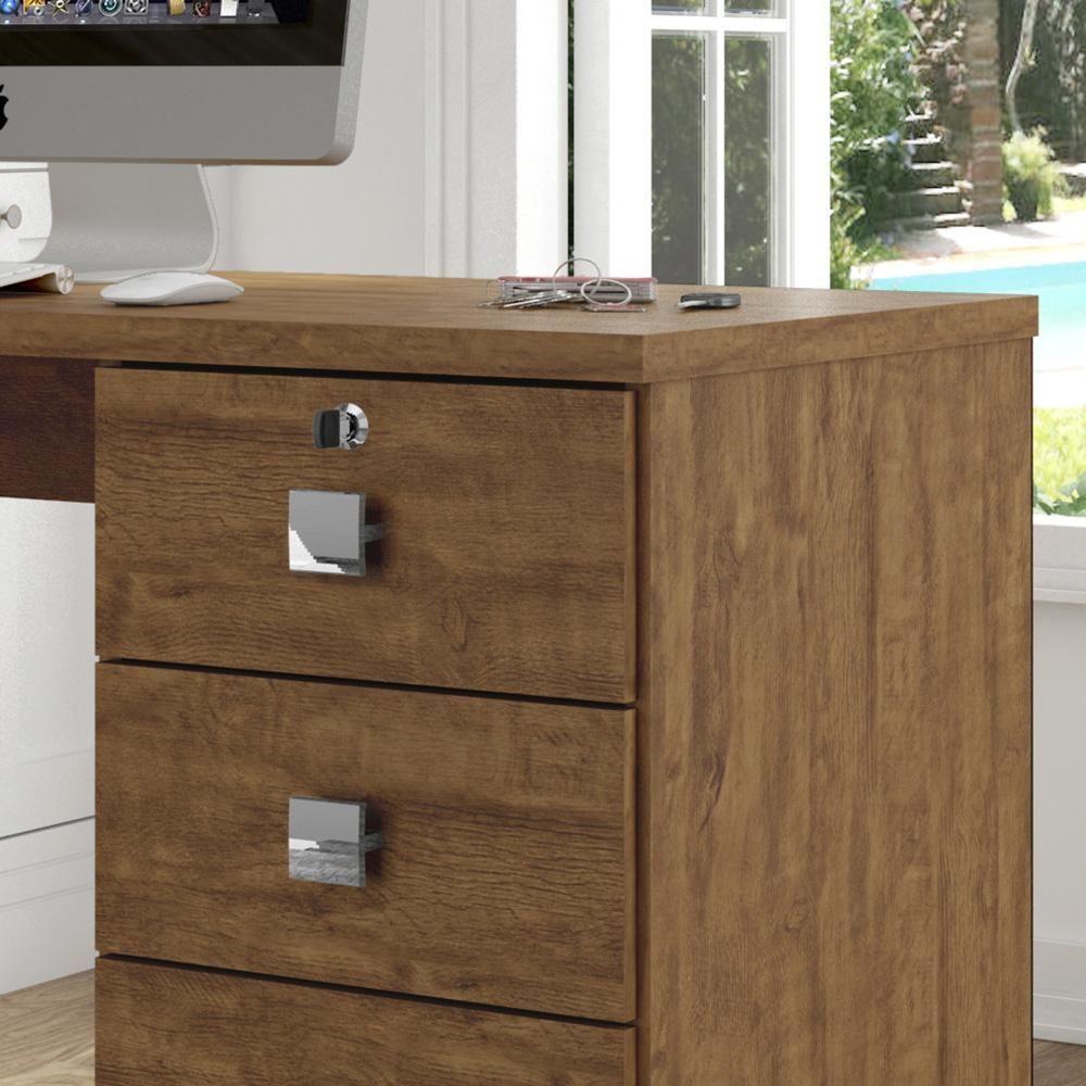 Escrivaninha Para Computador Office Dubai - Mdp 4 Gavetas Amêndoa - Lukaliam Móveis - 6