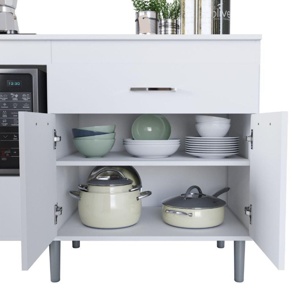 Balcão Para Cooktop 1,40m 5 Bocas 2 Portas Turim Branco - 3