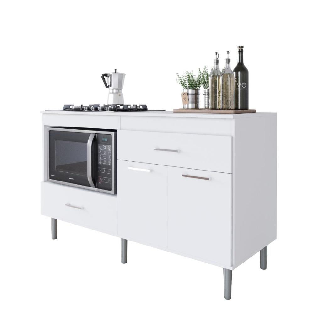 Balcão Para Cooktop 1,40m 5 Bocas 2 Portas Turim Branco - 5