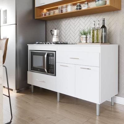 Balcão Para Cooktop 1,40m 5 Bocas 2 Portas Turim Branco