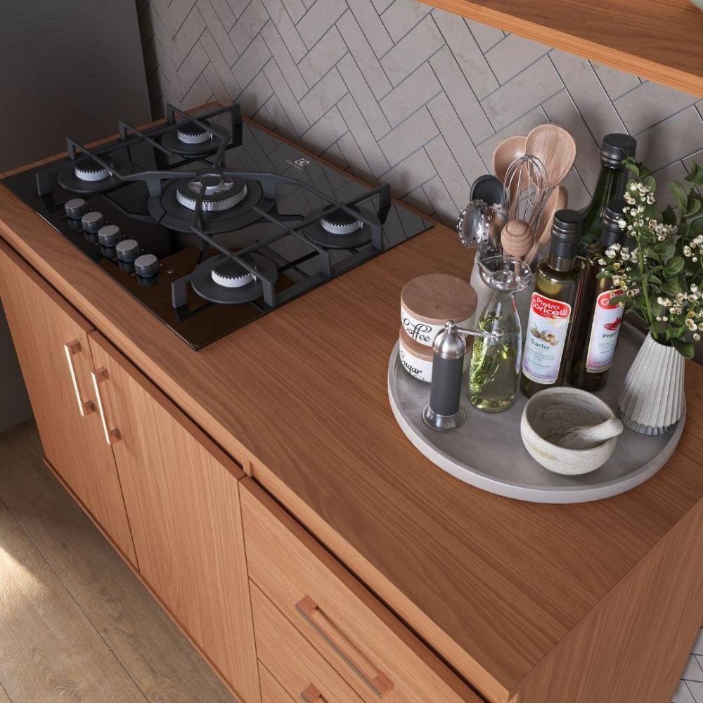 Balcão Em Mdp Para Cooktop 1,20m 5 Bocas 2 Portas E 3 Gavetas Turim Nature - 2