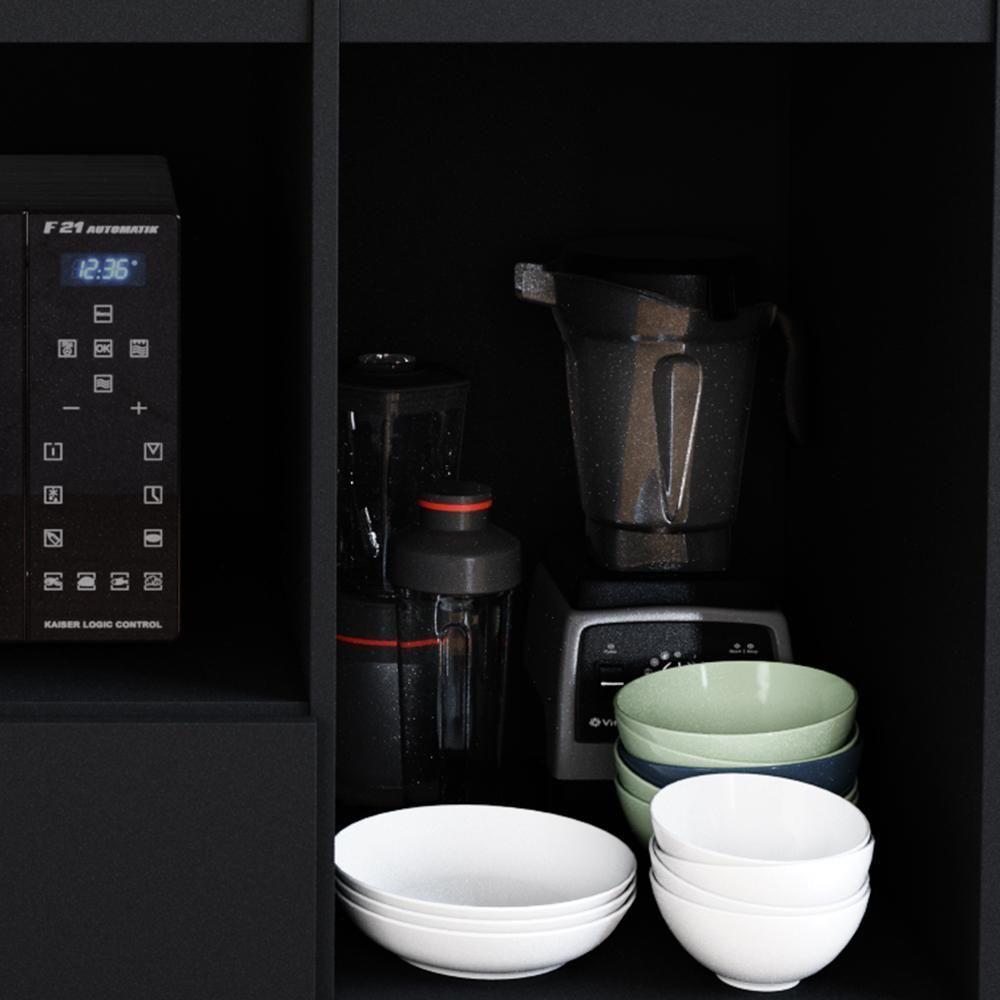 Balcão Para Cooktop 1,05m 4 Bocas 1 Nicho Com 1 Porta E Gaveta Turim Preto - 5