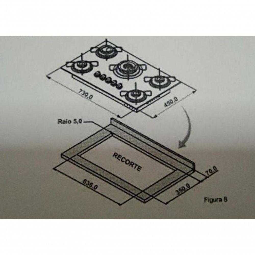 Balcão Para Cooktop 1,05m 4 Bocas 1 Nicho Com 1 Porta E Gaveta Turim Preto - 9