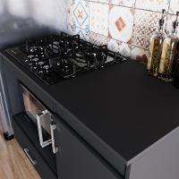 Balcão Para Cooktop 1,05m 4 Bocas 1 Nicho Com 1 Porta E Gaveta Turim Preto - 2