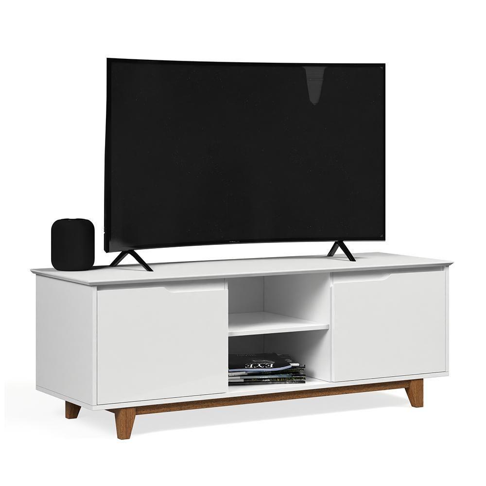 Rack Bancada Multiuso Flow - Mdf-mdp 2 Portas E Pés De Madeira - Ej Móveis - 1