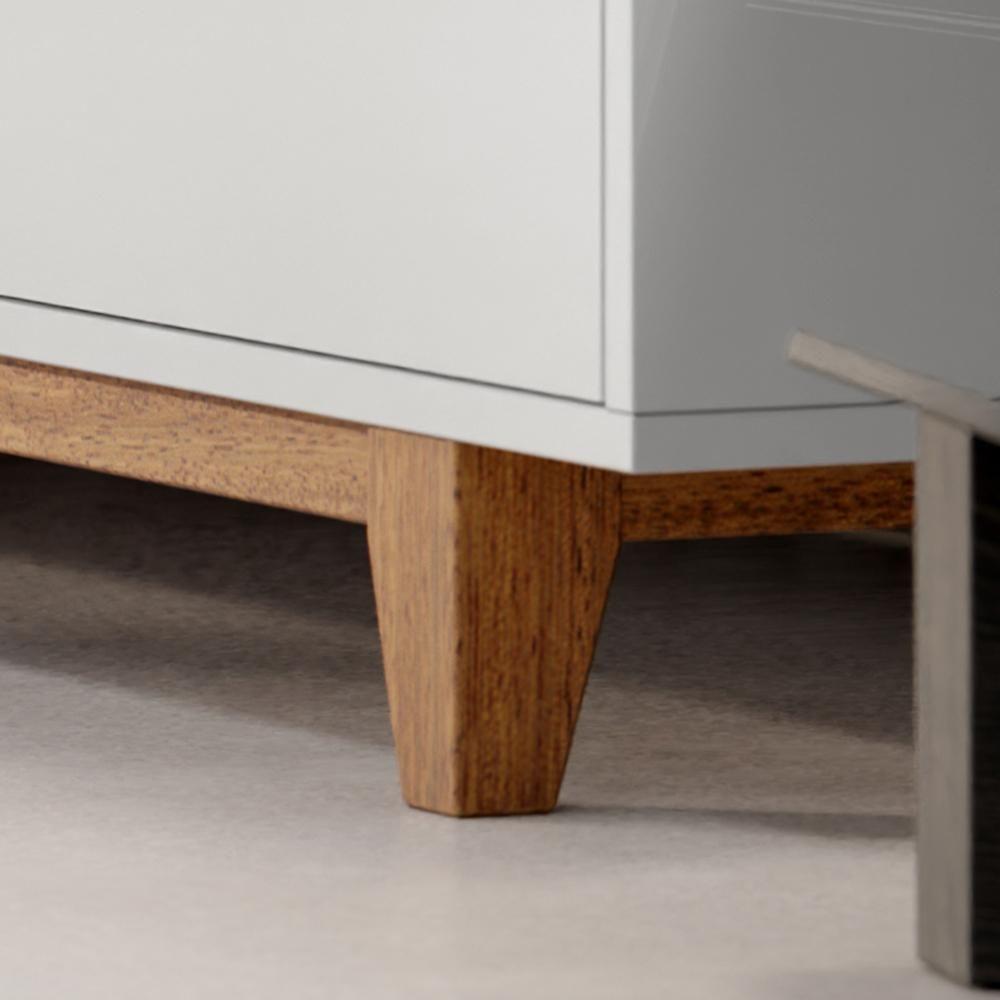 Rack Bancada Multiuso Flow - Mdf-mdp 2 Portas E Pés De Madeira - Ej Móveis - 4