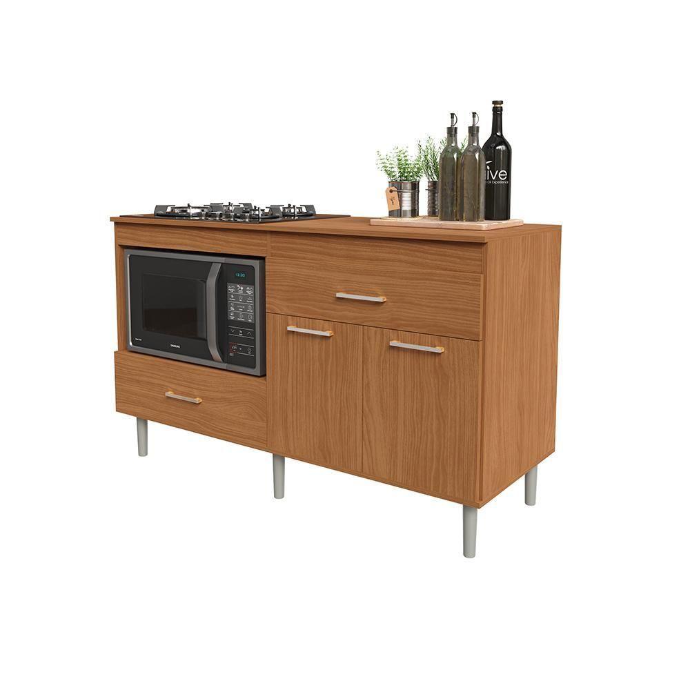 Balcão Para Cooktop 1,40m 5 Bocas 2 Portas Turim Nature - 6