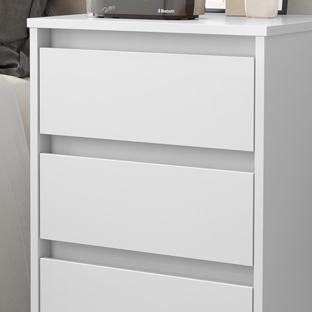 Mesa De Cabeceira Wood - Mdp 3 Gavetas Pés Madeira Maciça Branco - Ej Móveis - 4