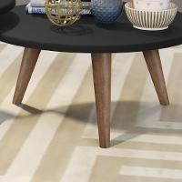 Conjunto 2 Mesas De Centro Redondas Grazi - Pé Palito Em Madeira Maciça Preto - J3 Móveis Preto - 2