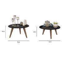 Conjunto 2 Mesas De Centro Redondas Grazi - Pé Palito Em Madeira Maciça Preto - J3 Móveis Preto - 3