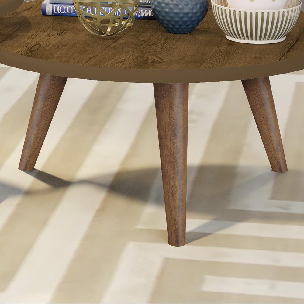 Conjunto Mesa De Centro E Mesa De Apoio Grazi - Pés De Madeira Madeirado - J3 Móveis - 3